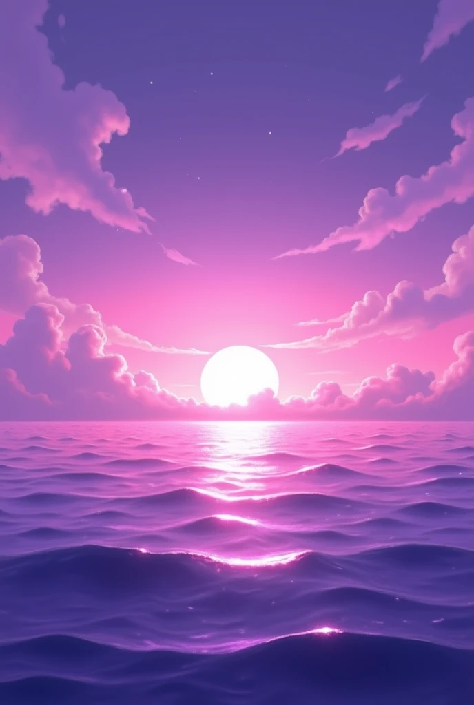 Picture of sunset at the sea with purple tone and no people