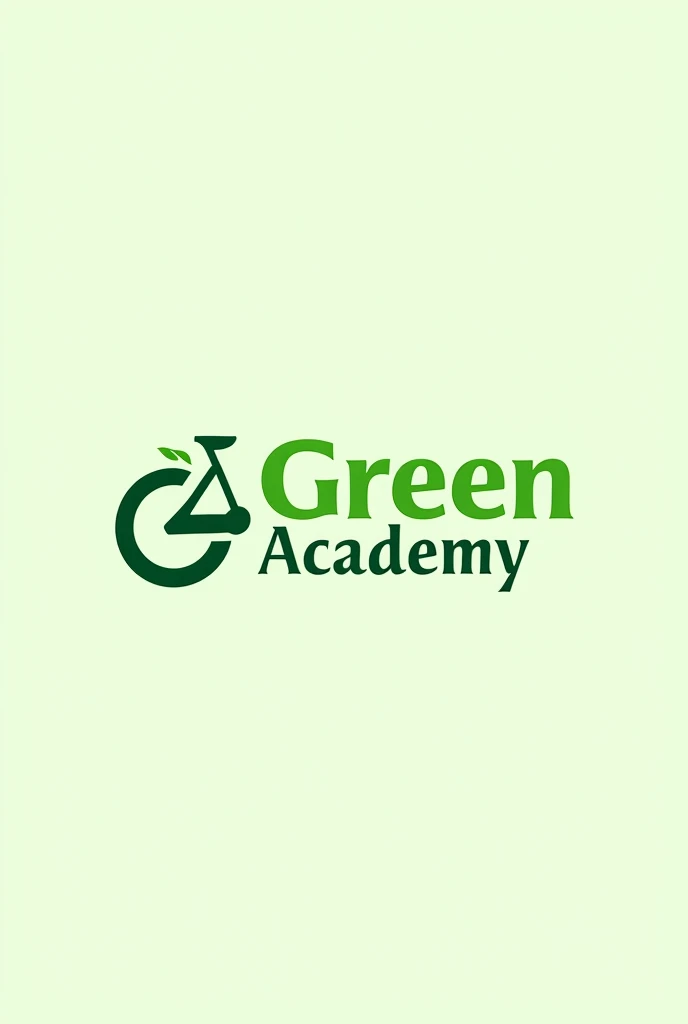 Create logo with name "Green academy" with green tones and bicycle icon
