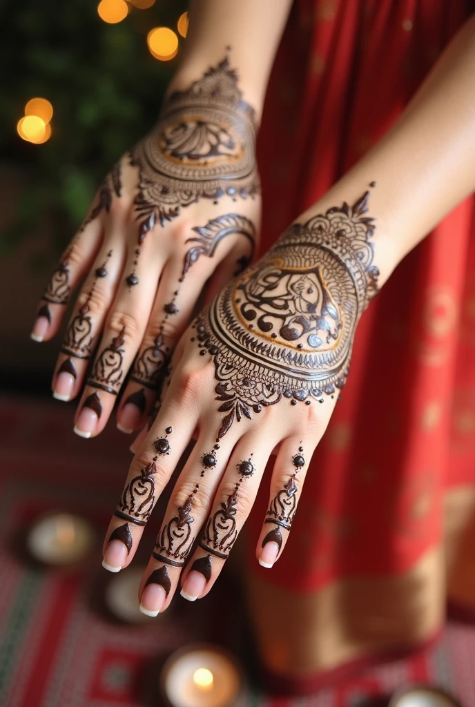 generate more unique Karwa Chauth Special mehndi design on hand