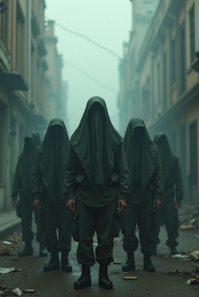 Create me a military group with their faces covered with PLAN Z, Venezuelans 