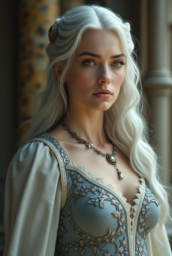 A silver-haired velaryon and the fairest of the seven kingdoms She is black 