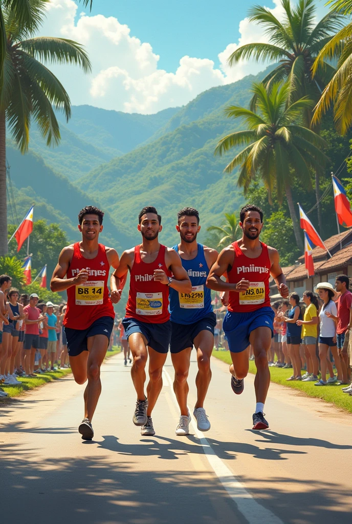 Philippines road marathon handsome friends