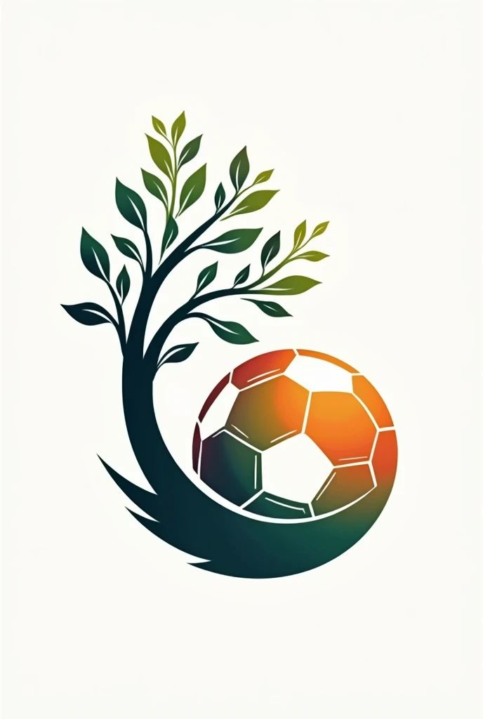 Soccer ball logo with tree on the side
