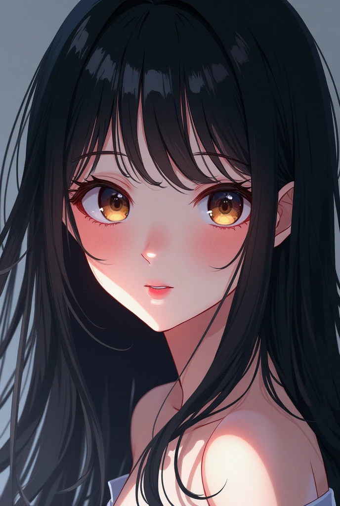 2d anime style long black hair girl face