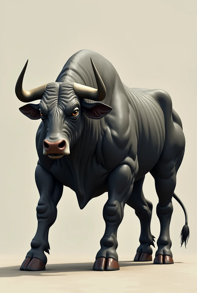Powerfull bull without fat like human body
