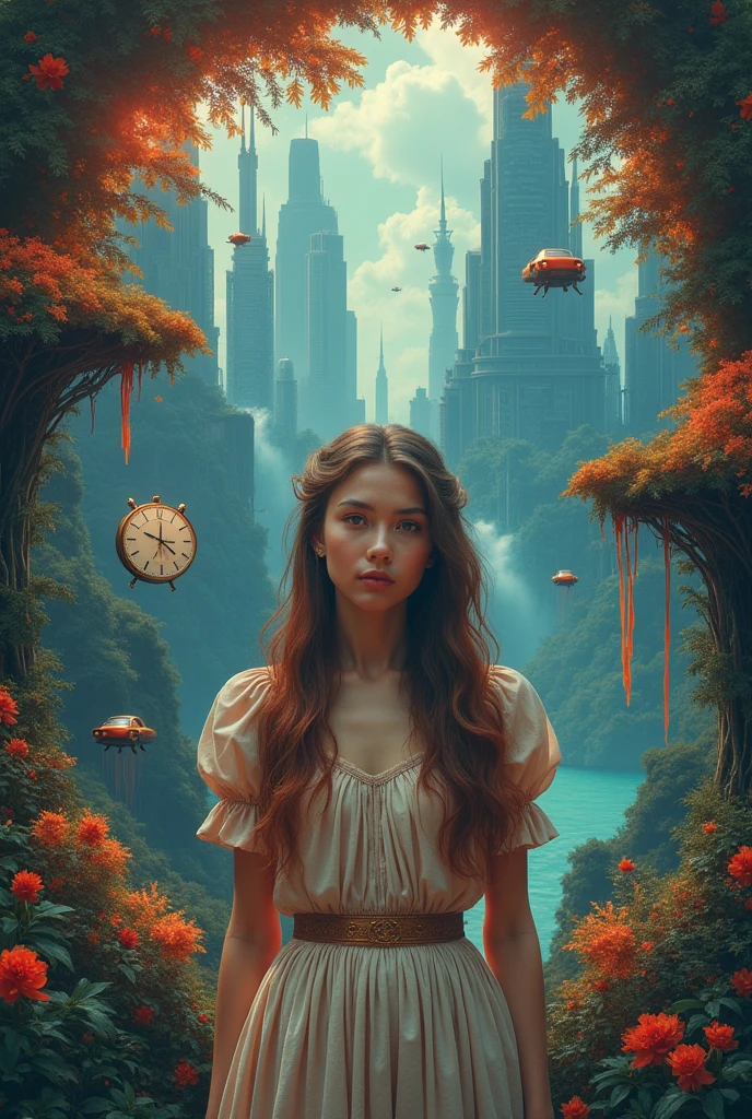 Fantasy Landscape: "A mystical forest with glowing trees, floating islands, and a cascading waterfall in the background."Portrait: "A young woman with long, wavy hair, wearing a vintage dress, with a serene expression and soft lighting."Sci-Fi City: "A futuristic city with towering skyscrapers, flying cars, and neon lights illuminating the night sky."Surreal Art: "A dream-like scene with melting clocks, floating objects, and a blend of vibrant and pastel colors."Abstract Design: "A complex pattern of geometric shapes in bold colors, with a focus on symmetry and balance."