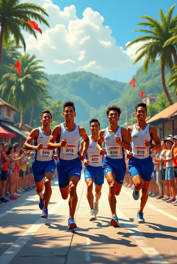 Philippines road marathon handsome friends