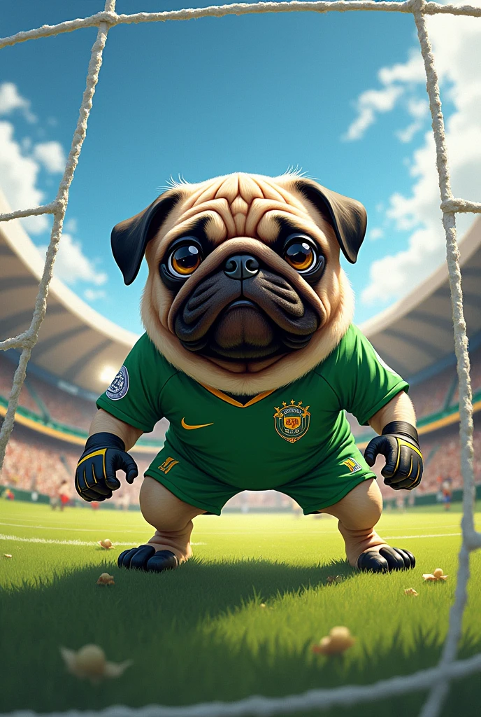 a pug dog goalkeeper of the sao paulo football club