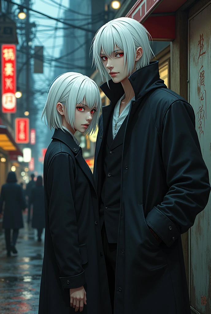 An albino woman next to Ran Haitani. Do it in Tokyo Revengers style