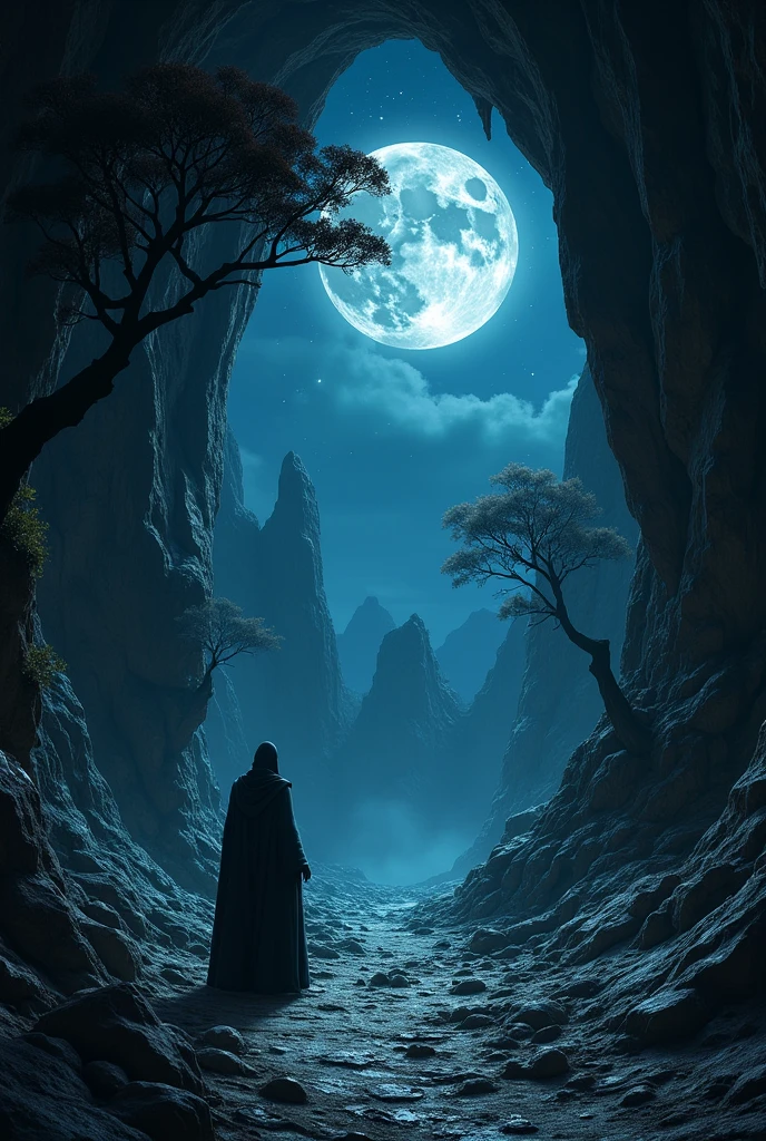 Small secret cave in the night mystery