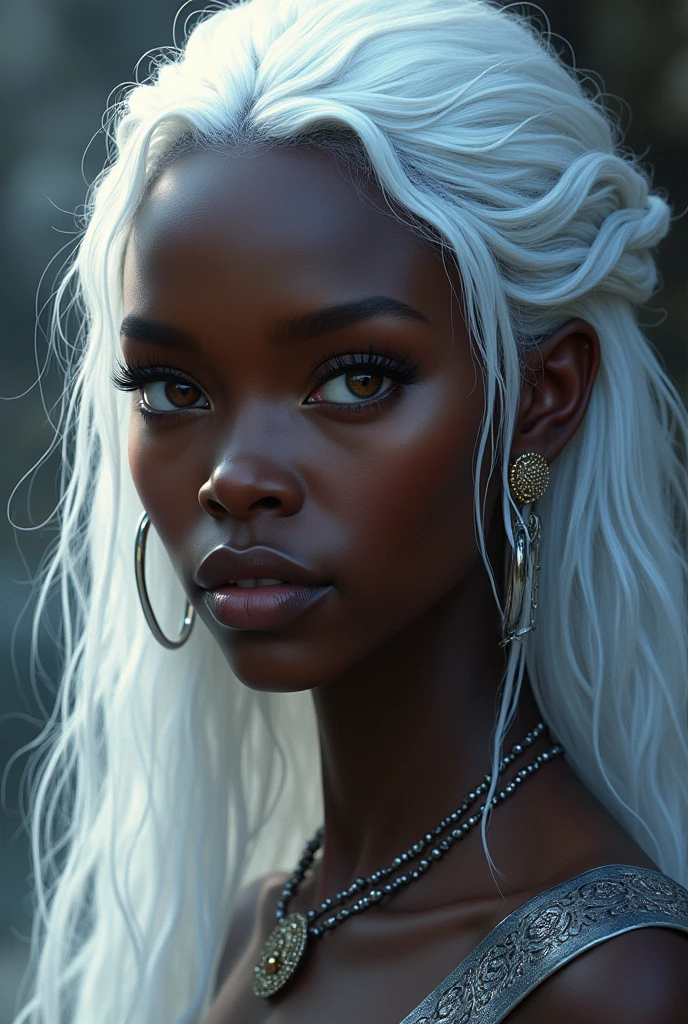 A silver-haired velaryon and the fairest of the seven kingdoms,She has black skin color