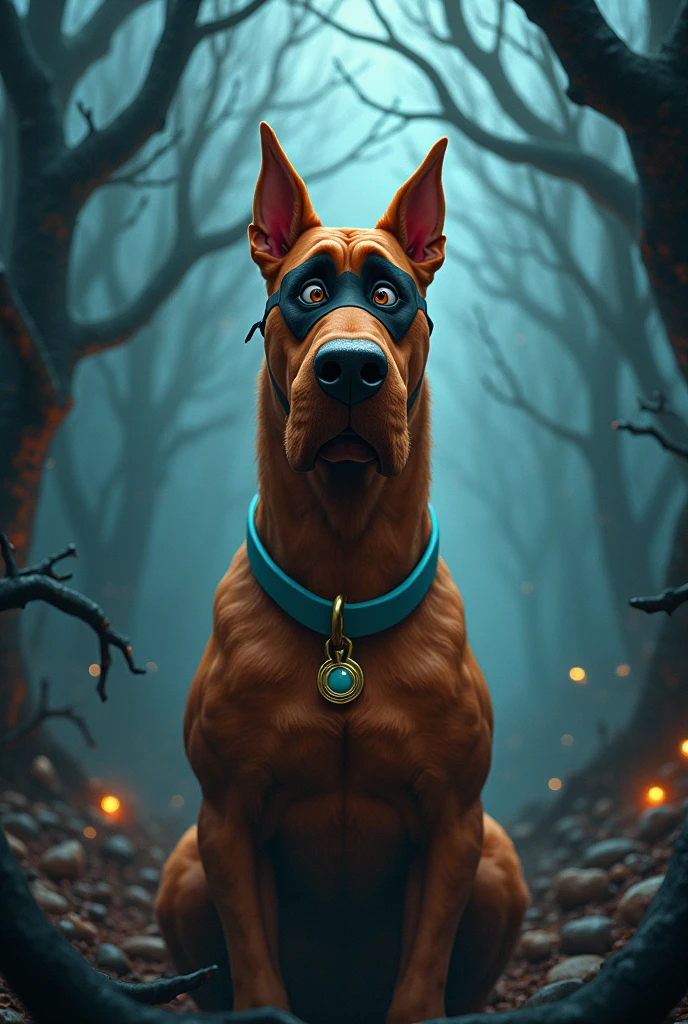 Amazing almost realistic image of the Scooby Doo dog with a unique background to make it look amazing 