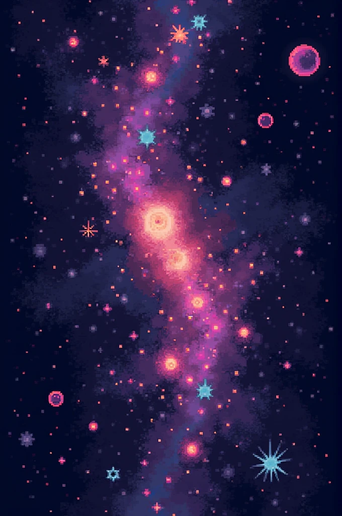 Create a pixelated image of a galaxy to add to a game developed in Scratch
