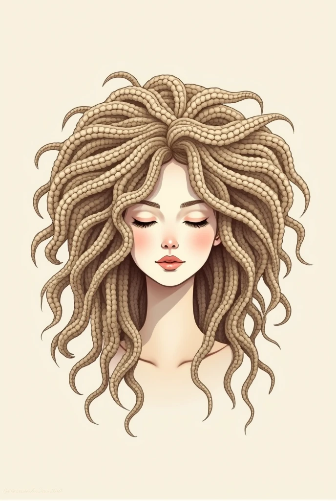 Brand logo featuring a crochet haired goddess, minimalistic 