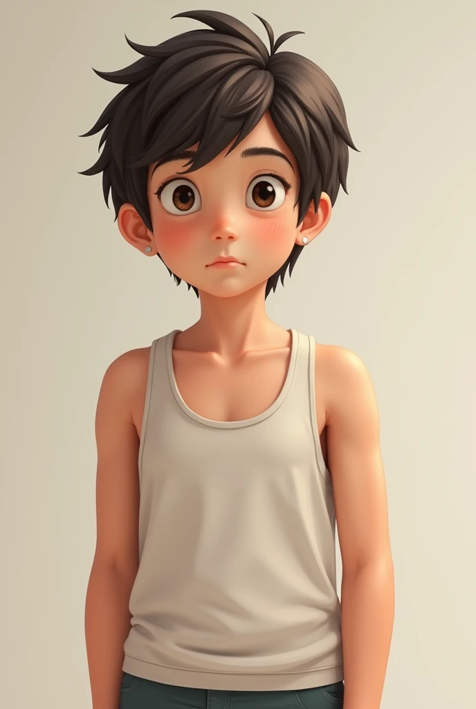 1 boy wearing vest showing his armpit hair 