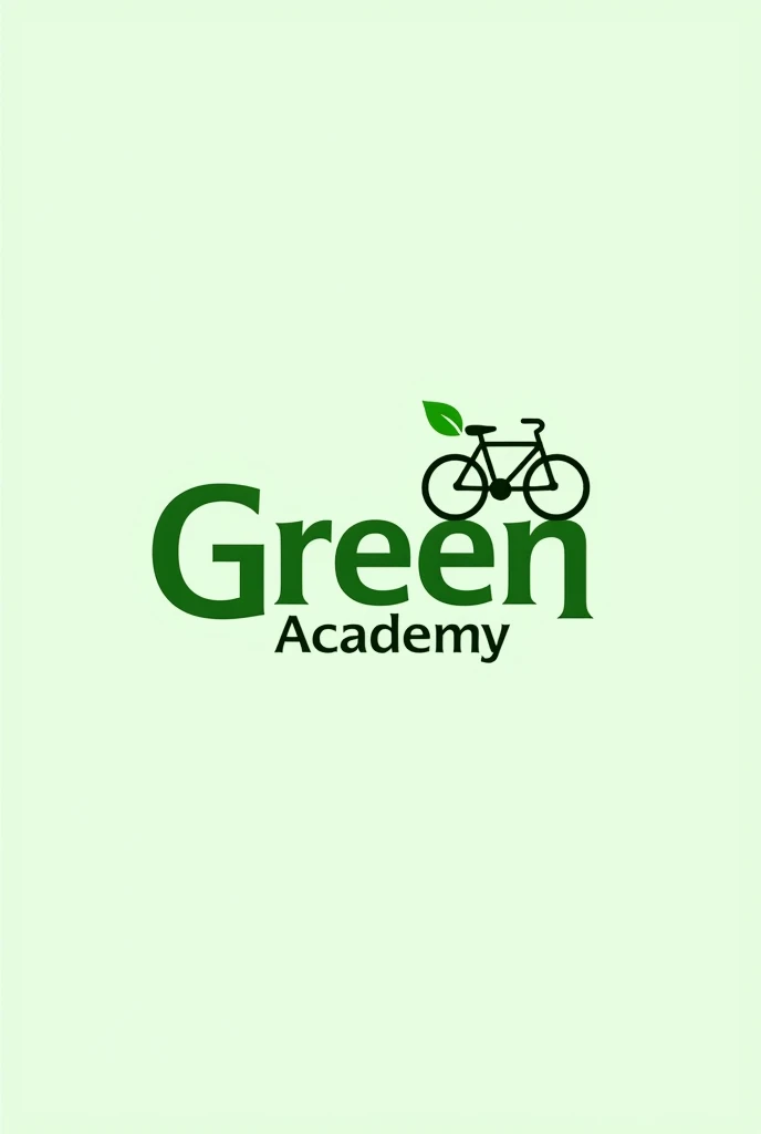 Create logo with name "Green academy" with green tones and bicycle icon
