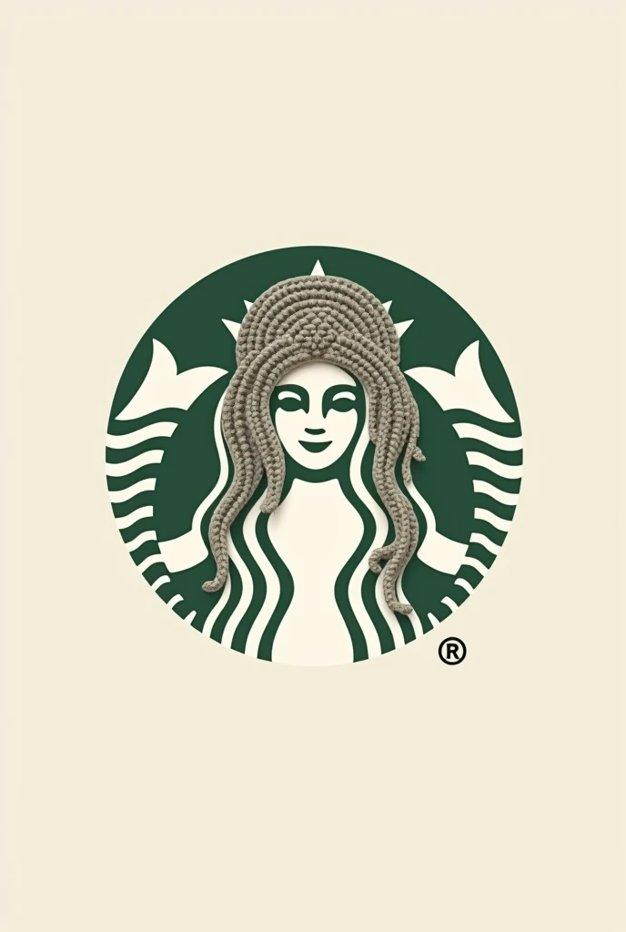 Brand logo featuring a crochet haired goddess, minimalist style Starbucks logo