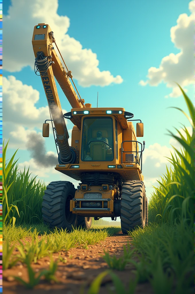 Animated sugar cane harvester operating