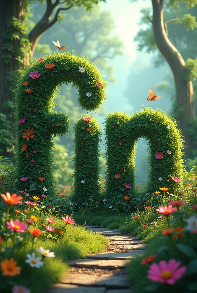 I want the word fin decorated like a forest in an animated way 
