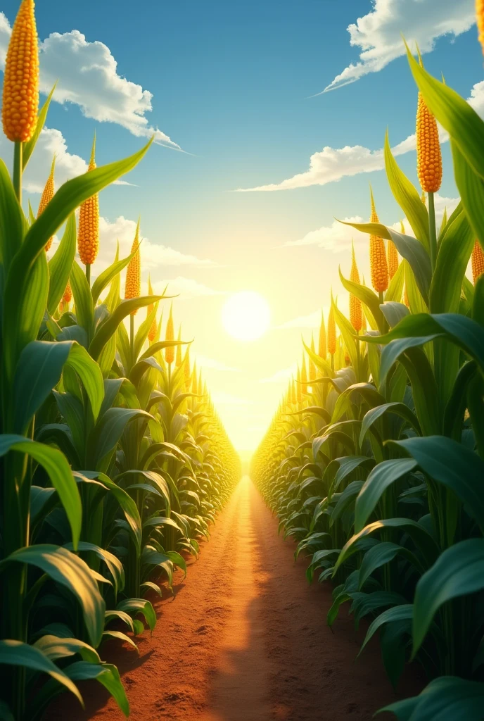 Solar radiation hitting a corn plantation