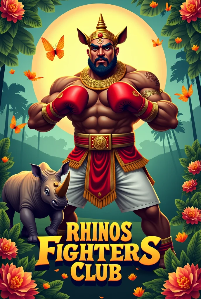 Create an Onam poster for rhinos fighters club
With boxing maveli with a rhinos