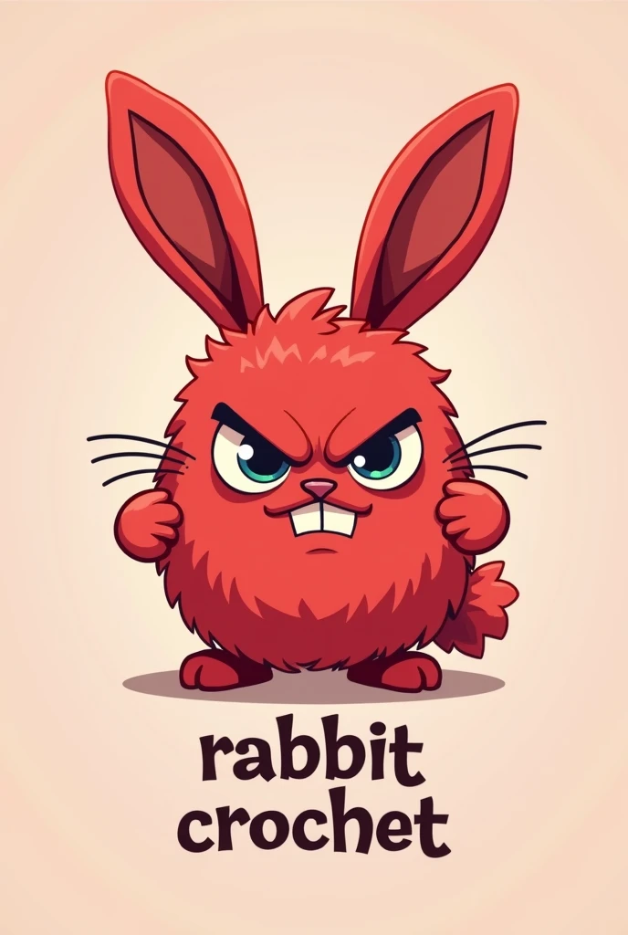 Cute angry red rabbit logo that says rabbit crochet