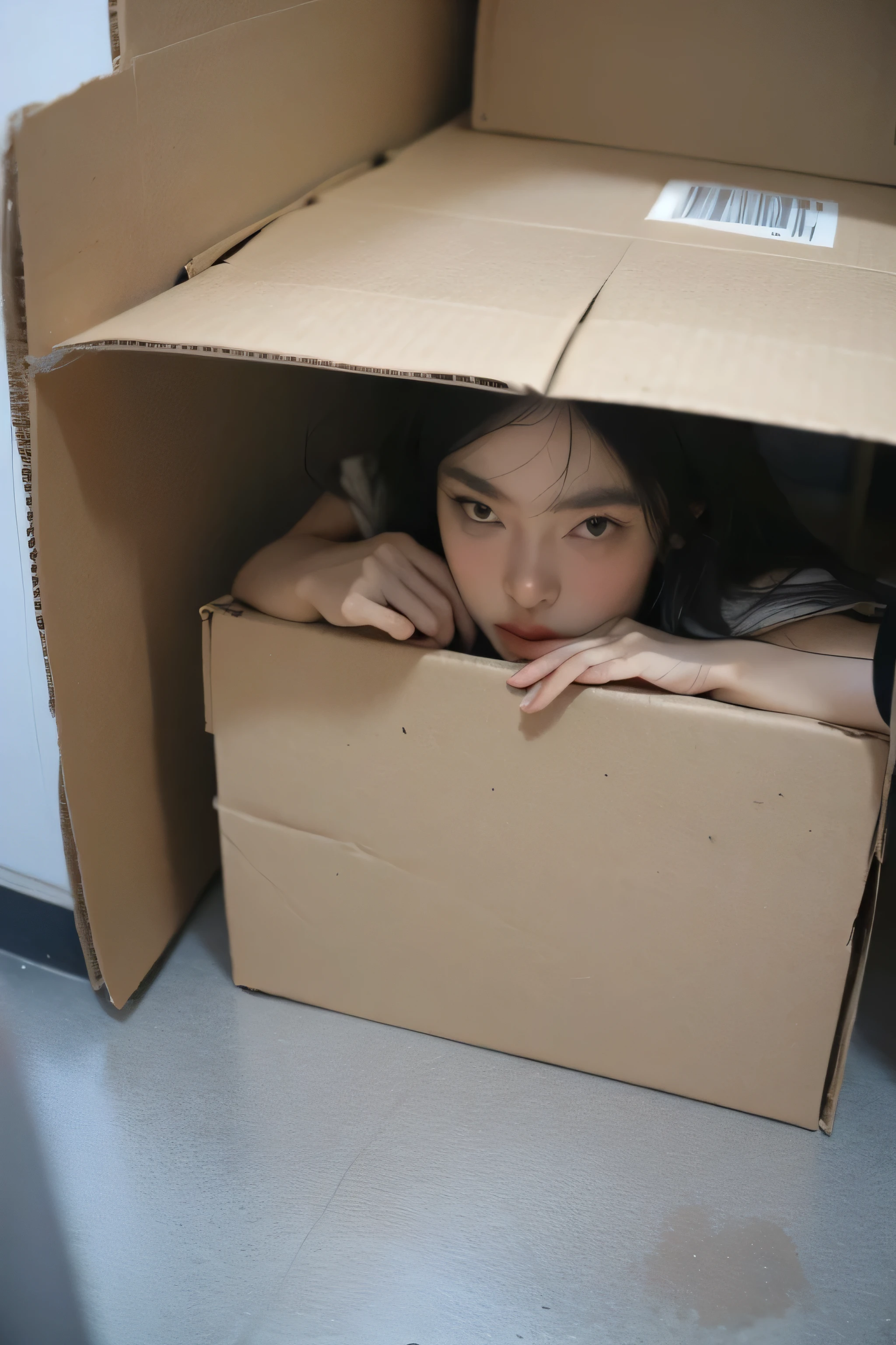 ,Covered entirely in dirty cardboard