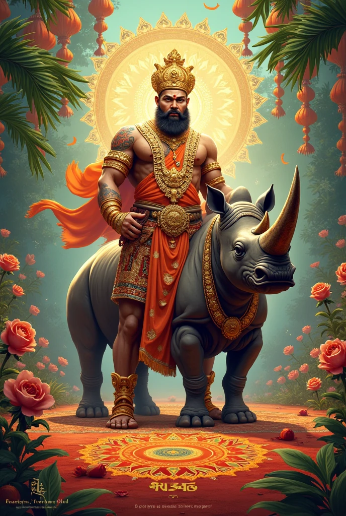Create an Onam poster for rhinos fighters club
With wushu maveli with a rhinos make it more attractive