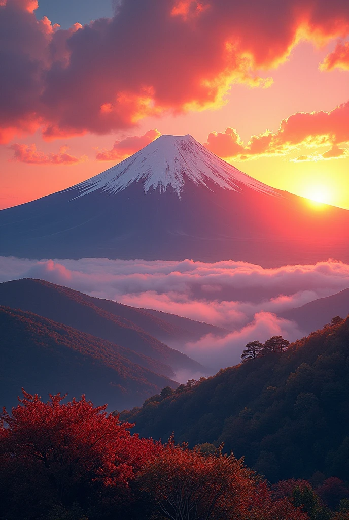 mt fuji in sunset