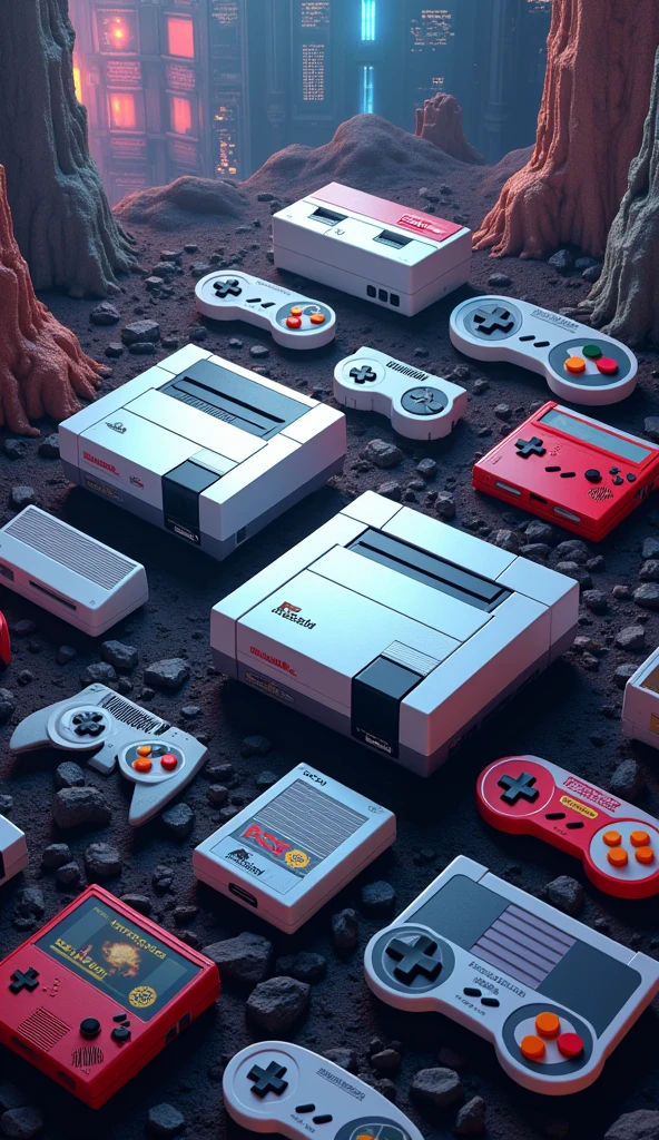 Famous games and consoles with the Ruannayzer logo in the center