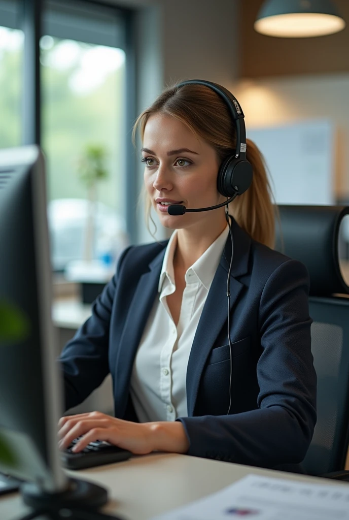 A woman working at O&#39; Boticario, as telemarketing in this job requires JOB SAFETY QUALITY, BUSINESS HEALTH AND SAFETY FACILITIES.