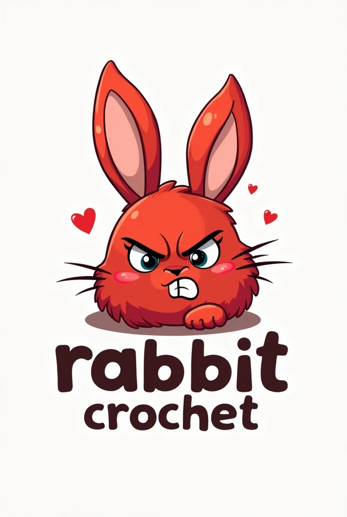 Cute angry red rabbit logo that says rabbit crochet