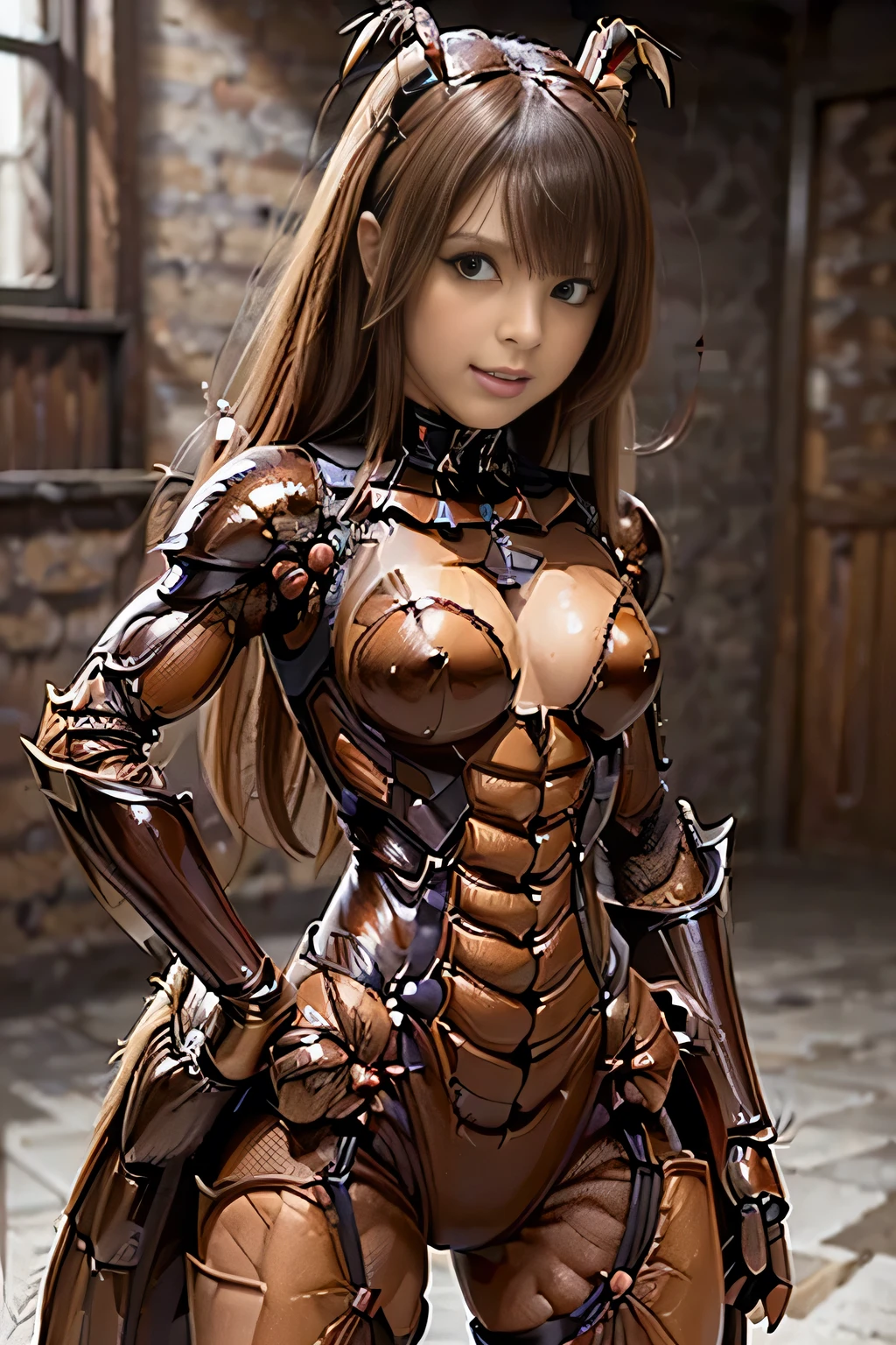 (high resolution,masterpiece,best quality,extremely detailed CG, anime, official art:1.4), realistic, photo, amazing fine details, all intricate, gloss and shiny,awesome many layers, 8k wall paper, 3d, sketch, kawaii, illustration,( solo:1.4), perfect female proportion,villainess, (fusion of dark brown cockroach and lady:1.4), (brown cockroach form lady:1.2), (brown cockroach lady:1.2), (fusion:1.2), (solo:1.4), (evil smile:1.2), muscular, abs, (cockroach brown exoskeleton bio insect suit:1.4), (cockroach brown exoskeleton bio insect armor:1.2), (brown transparency cockroach wing:1.4), (brown cockroach antennae:1.3),