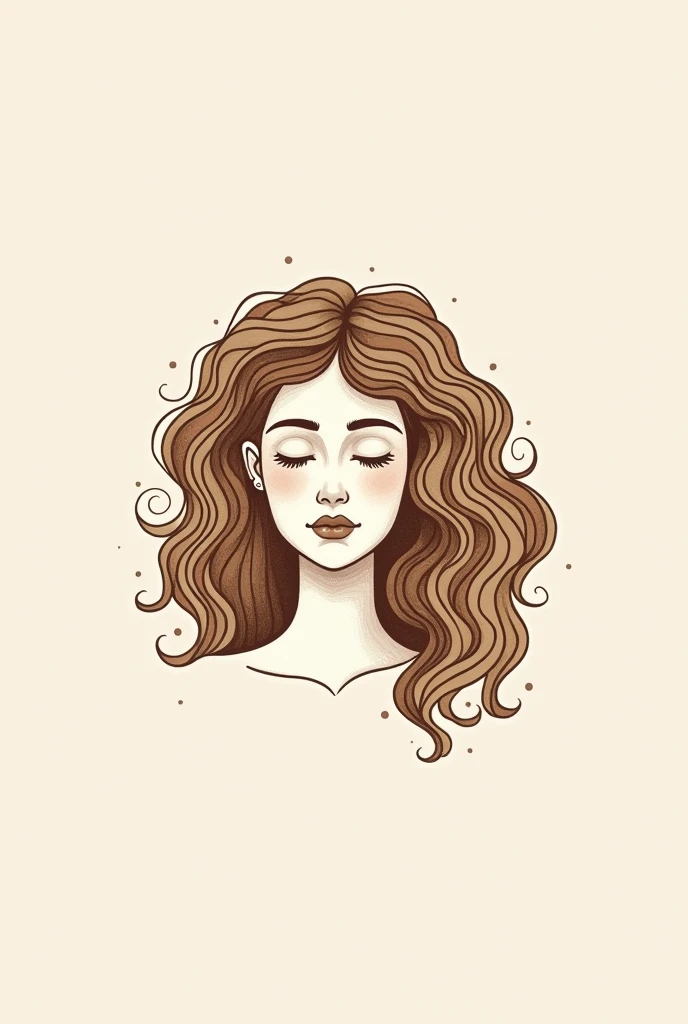 Brand logo featuring a crochet haired goddess, minimalist stamp style