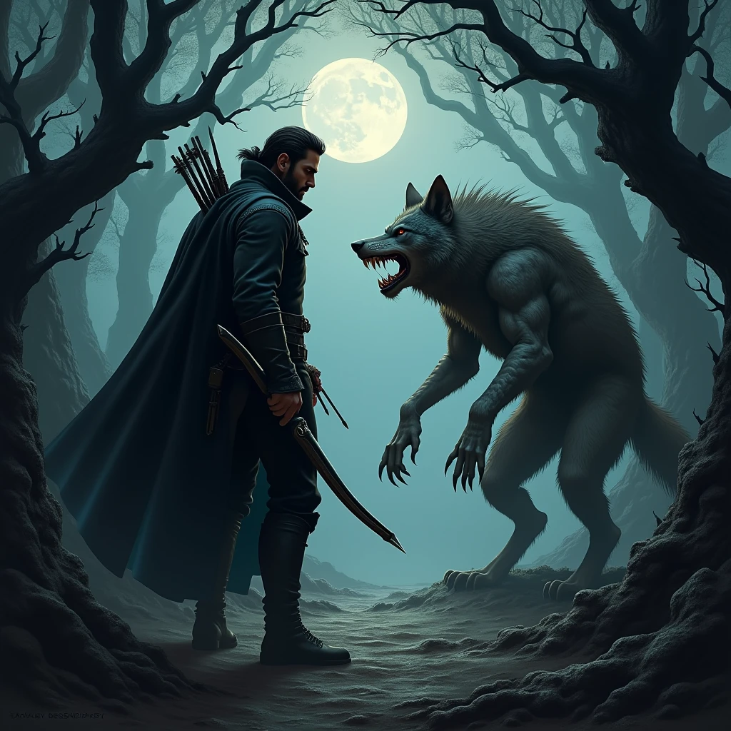 A vampire hunter meets a werewolf. close