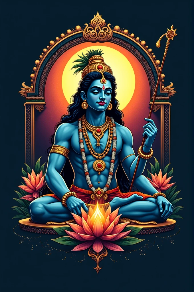 Creat a Logo with L2 Tech faculty written over it. The logo is for a religious purpose, particularly hindu religion, where Bhagvad Geeta is thought so, put the essence of Dravidian style background with lord Krishna and Bhagvad Geeta