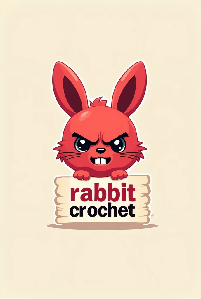 Cute angry red rabbit logo that says rabbit crochet 