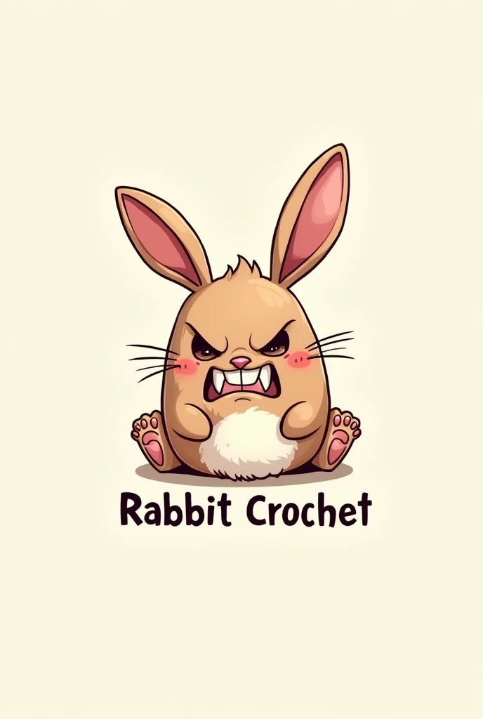 Angry but cute rabbit logo that says rabbit crochet