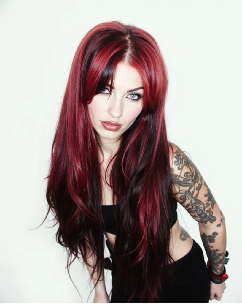 Woman of , Bblack hair, striking blue look, fox eyes, apocalypse outfit