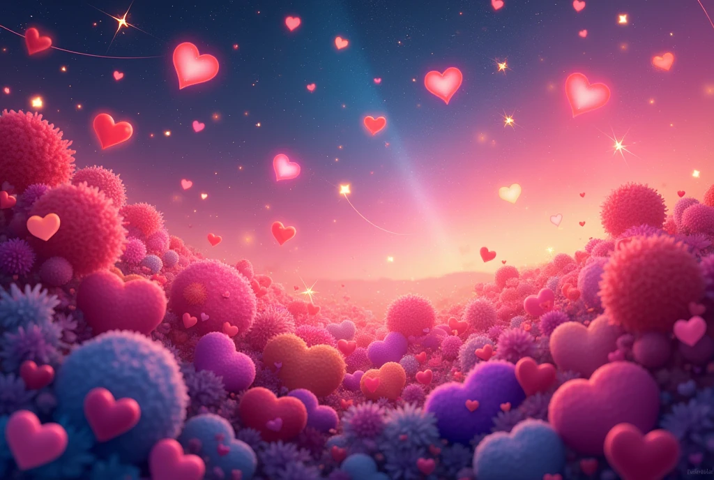 Image background with colorful hearts and stars