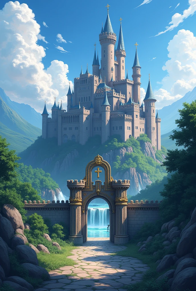  Game background - anime menu medieval times without people castle entrance 