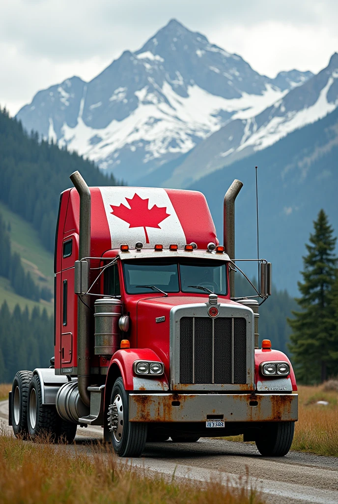 Canadian flag truck
