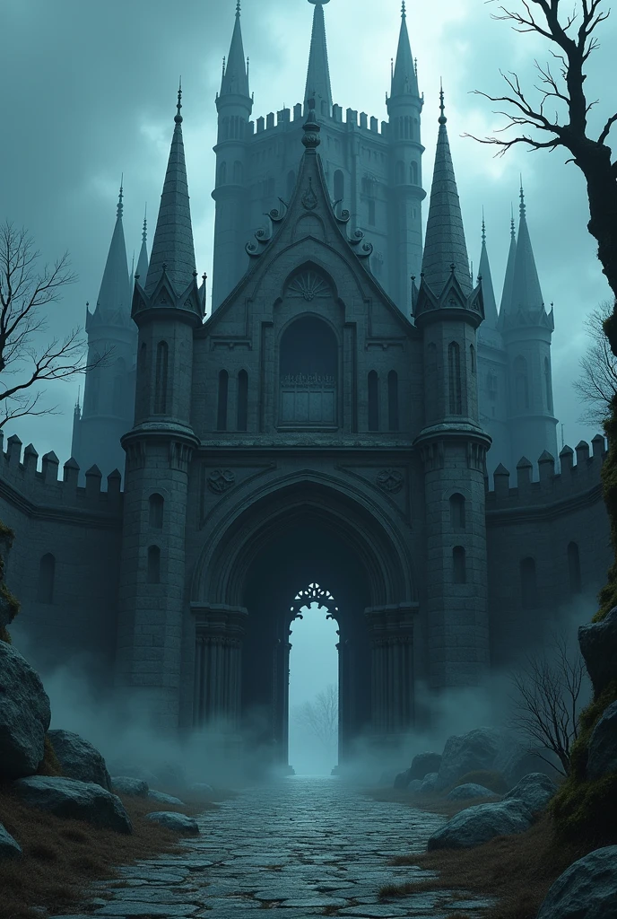  Game background - anime menu medieval times without people castle entrance ominous  