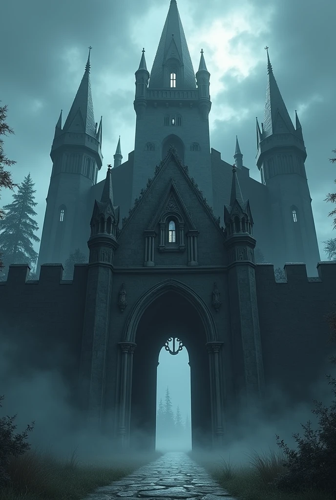 Game background - anime menu medieval times without people castle entrance ominous