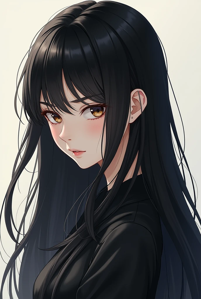 long black hair girl anime style 2d - SeaArt AI