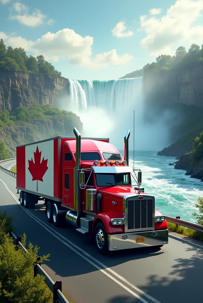 Canadian flag long truck in nigra fall
