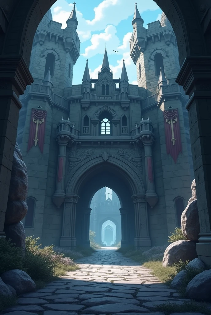 Game background - menu anime fantasy cartoon medieval without people castle entrance ominous