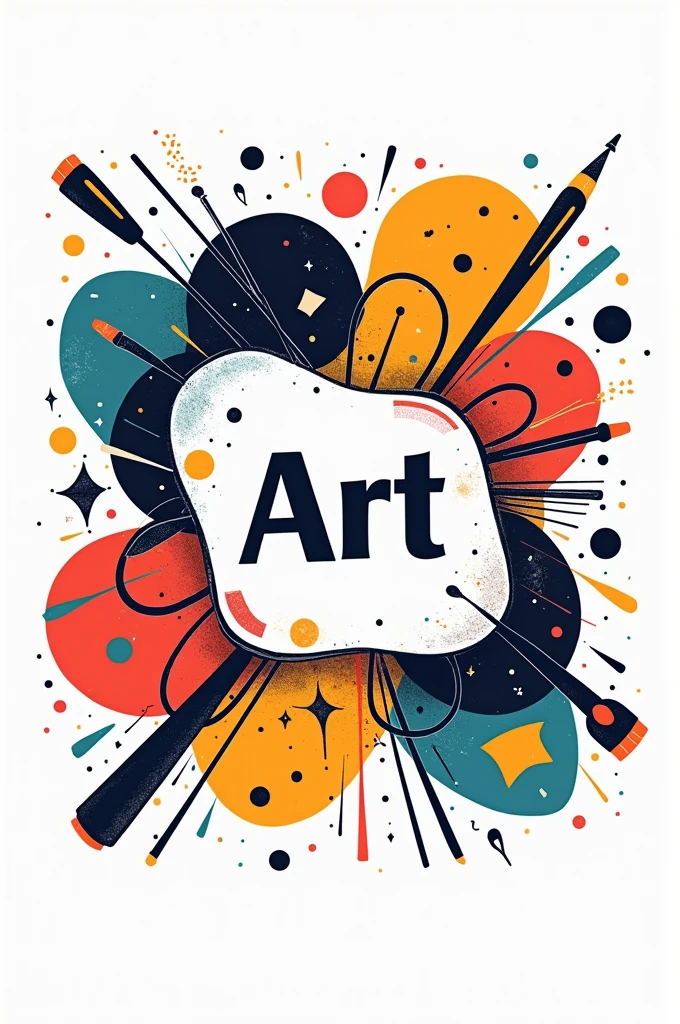 Doodle that has a name in the middle and have the elements and principle of arts