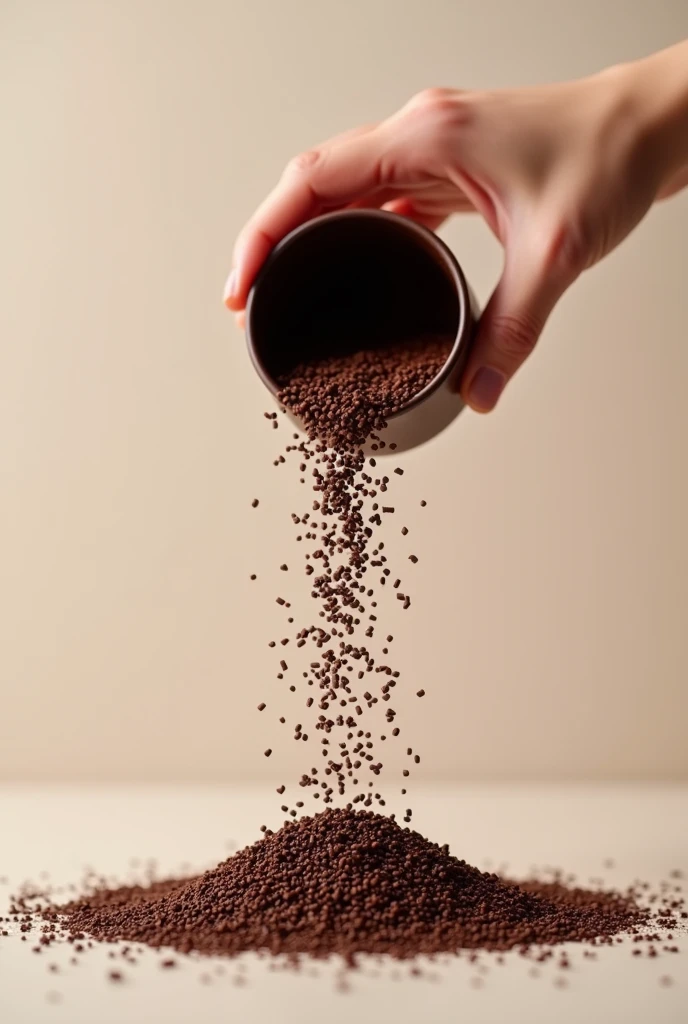 Create an image with a hand pouring chocolate sprinkles