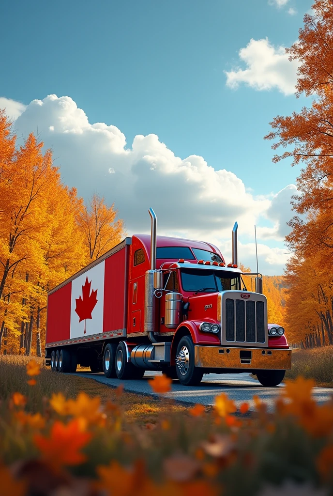 Canadian flag long truck colour blue in nigra fall